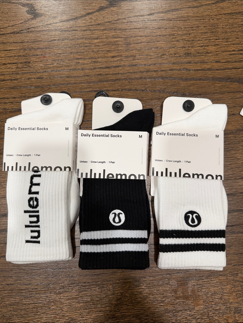 lululemon athletica Black & White Crew Socks 3 Pack